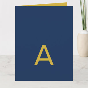 Carte Couleur Or & Bleu Monogramme Initial Professionnel