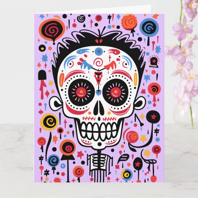 Carte Couleur personnalisée et texte 💀 drôle Día de Mue (Orchidée)