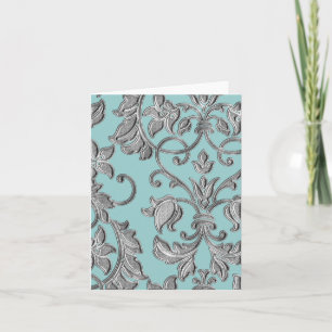 Carte couleur personnalisée Silver Leaf Damask