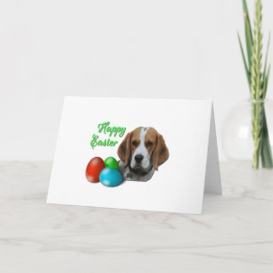 Carte Couleur Tri Beagle pour célébrer Pâques joyeuses