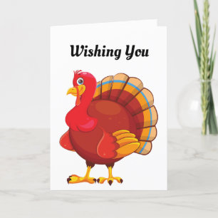 Carte couleur Turquie Thanksgiving Holiday Card
