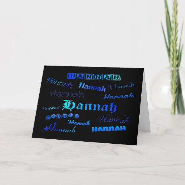 Carte Couleurs bleues sur noir - Hannah (Devant)