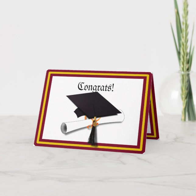 Carte Couleurs de l'école or et rouge pour le diplômé (Devant)