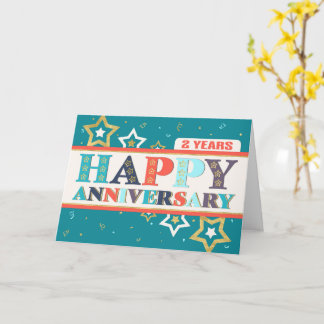 Carte Couleurs et étoiles audacieuses du 2e anniversaire