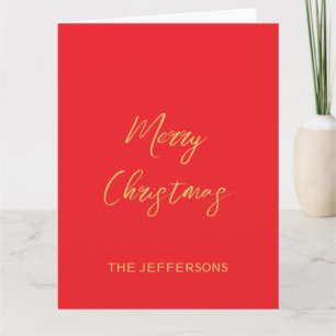 Carte Couleurs rouge et or brillantes Joyeux Noël