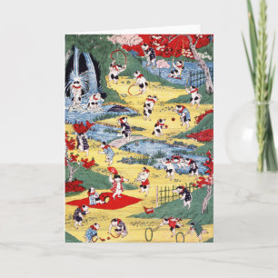 Carte Country japonaise Cats, Utagawa Kunitoshi