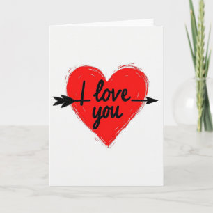 Carte « Coup de pinceau cœur flèche Je t'aime »