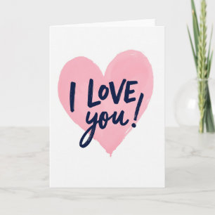 Carte coup de pinceau rose je t'aime