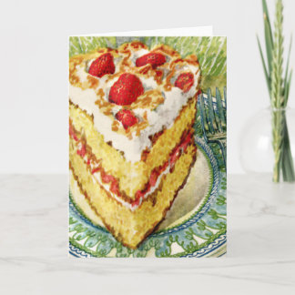 Carte Coupe de gâteau blanc aux fraises