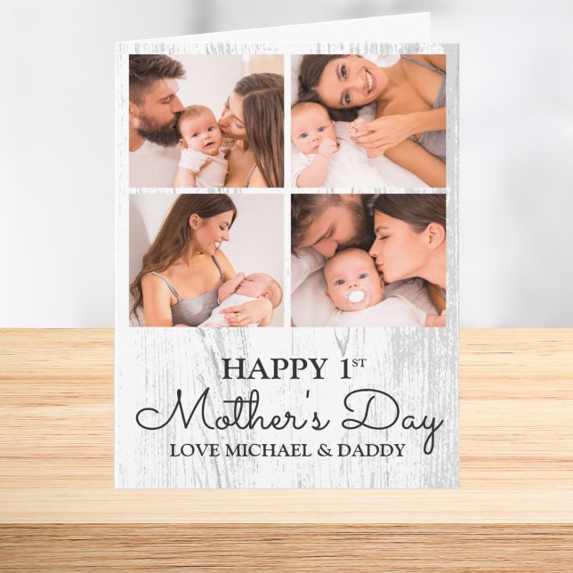 Carte Coupe photo moderne Happy First Mothers Day (Cute Modern Photo Collage Happy First Mothers Day Card)