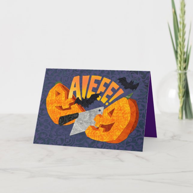 Carte Couper en deux une citrouille d'Halloween charmant (Devant)