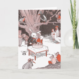 Carte Coupes de lapin gâteau d'anniversaire