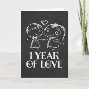 Carte couple 1er anniversaire de mariage tableau n