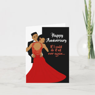 Carte Couple afro-américain anniversaire noir et blanc 