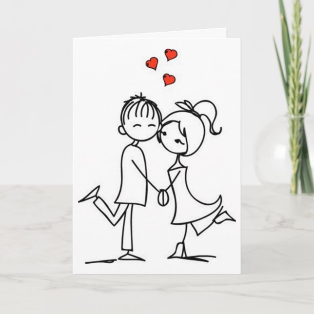 CARTE ***COUPLE AMOUREUX*** ANNIVERSAIRE (Devant)