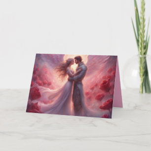 Carte Couple angélique romance roses Saint-Valentin