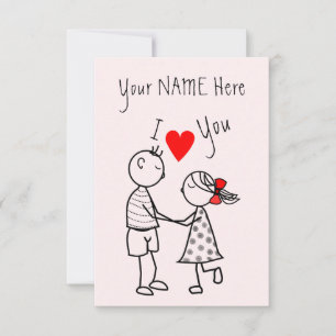 Carte Couple Cute Nom Personnalisé Texte - Je Vous