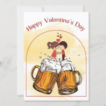 Couple d'amour bière boire Joyeuse Saint-Valentin