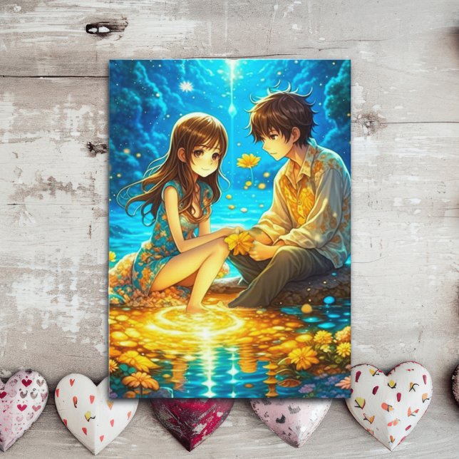 Carte Couple d'anime romantique de la Saint-Valentin (Créateur téléchargé)