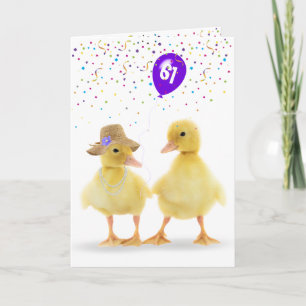 Carte Couple de canards mignons avec ballon d'anniversai