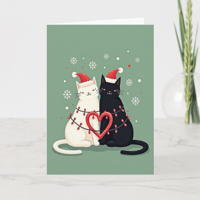 Carte Couple de chats joyeux Noël (Devant)