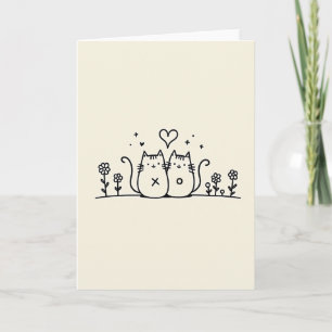 Carte Couple de Chats Mignons