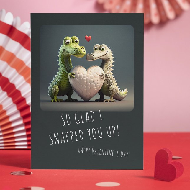 Carte Couple de crocodiles drôles pour la Saint-Valentin (Créateur téléchargé)