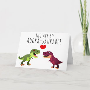 Carte Couple de dinosaures Kawaii drôle pour la Saint-Va