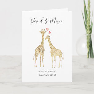 Carte Couple de girafes mignons Citation Amour Plus