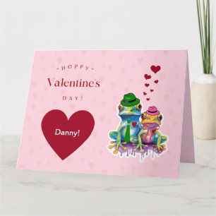 Carte Couple de grenouille colorée de Valentine avec coe