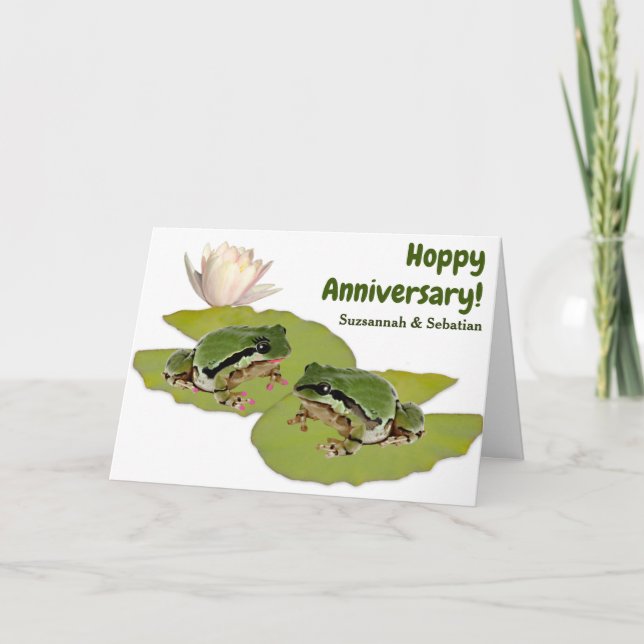 Carte Couple de grenouille de l'anniversaire drôle sur d (Devant)