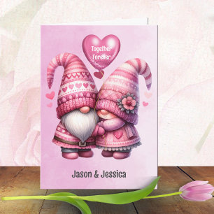 Carte Couple de lutins roses Saint-Valentin pliable