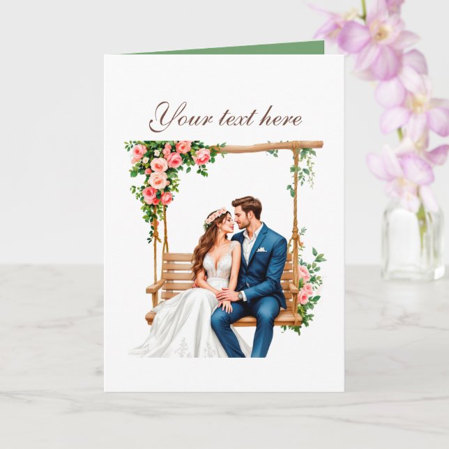 Carte Couple de mariage mignon personnalisable (Orchidée)