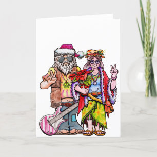 Carte Couple de Père Noël Hippie