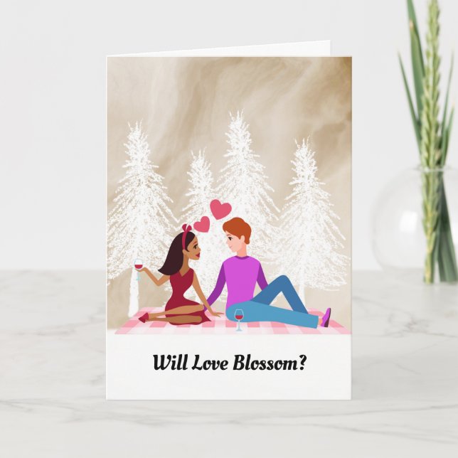 Carte Couple de première date en pique-nique (Devant)