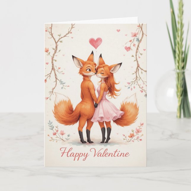 Carte Couple de renards valentin Mignon bois de la Saint (Devant)