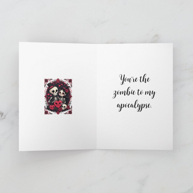 Carte Couple de squelettes amoureux de Valloween (Intérieur)