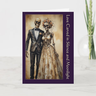 Carte Couple de squelettes goths vintage pour la Saint-V