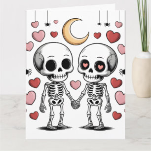 Carte Couple de squelettes mignons : Graphique d'amour e