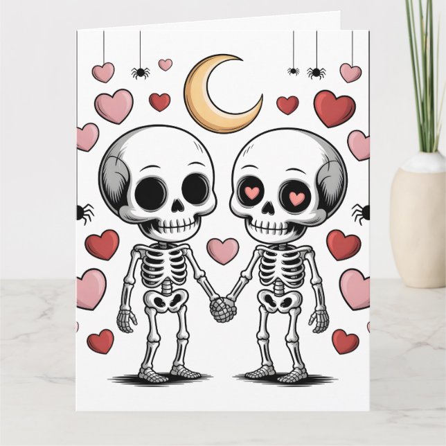 Carte Couple de squelettes mignons : Graphique d'amour e (Devant)