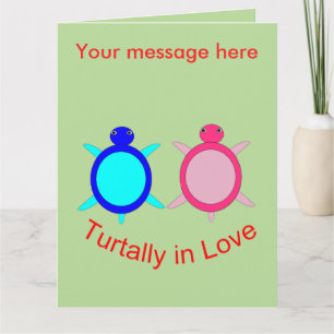 Carte Couple de tortue mignonne Personnalisé