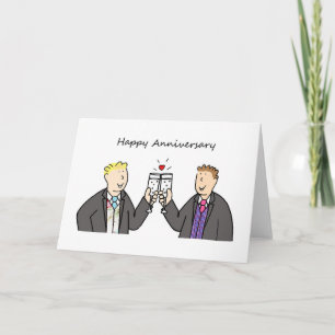 Carte Couple d'hommes gays Joyeux Anniversaire des Marié