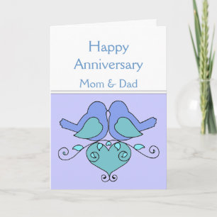 Carte Couple d'oiseaux personnalisés pour anniversaire b