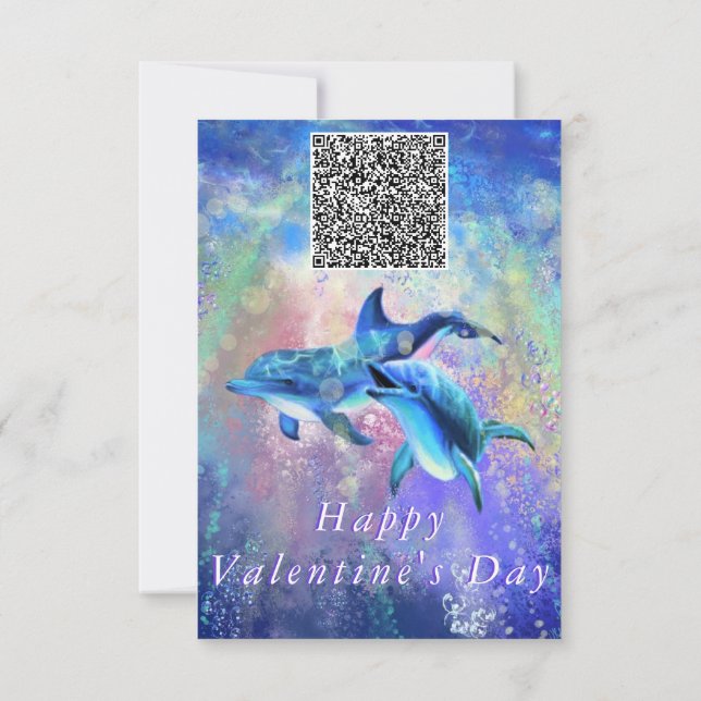 Carte Couple Dolphin Valentine's Day Card Votre Code QR (Dos)