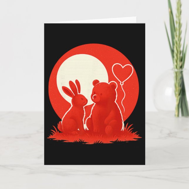 Carte Couple d'ours lapin mignon Saint-Valentin amoureux (Devant)