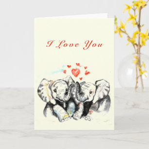 Carte Couple Elephant Valentine's Day Card