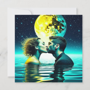Carte Couple éthéré s'embrassant dans le reflet de l'eau