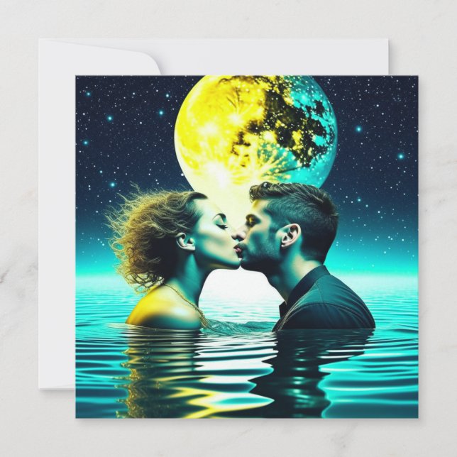 Carte Couple éthéré s'embrassant dans le reflet de l'eau (Devant)