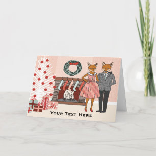 Carte Couple Fox de Noël personnalisée