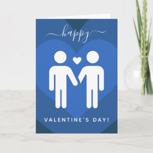 Carte Couple gai au coeur à couche bleue [=p-0098